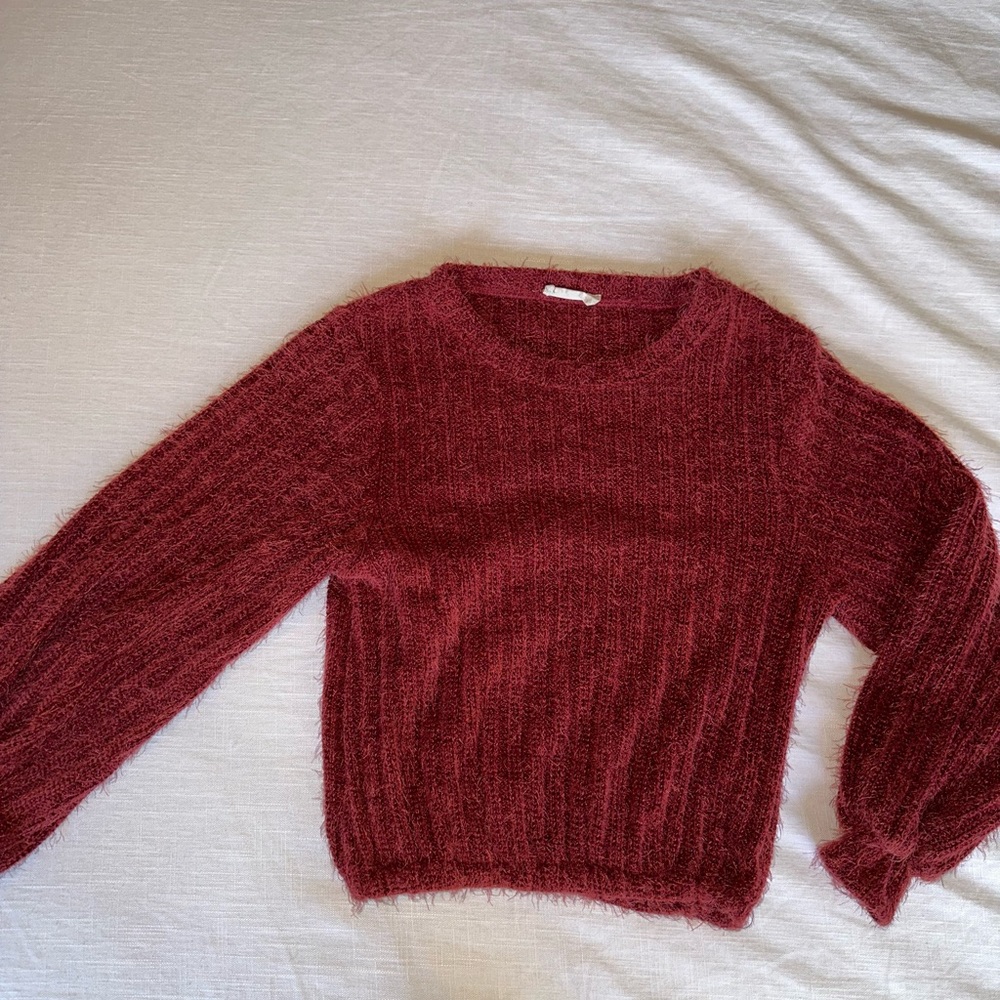 Altar’d State red fuzzy sweater